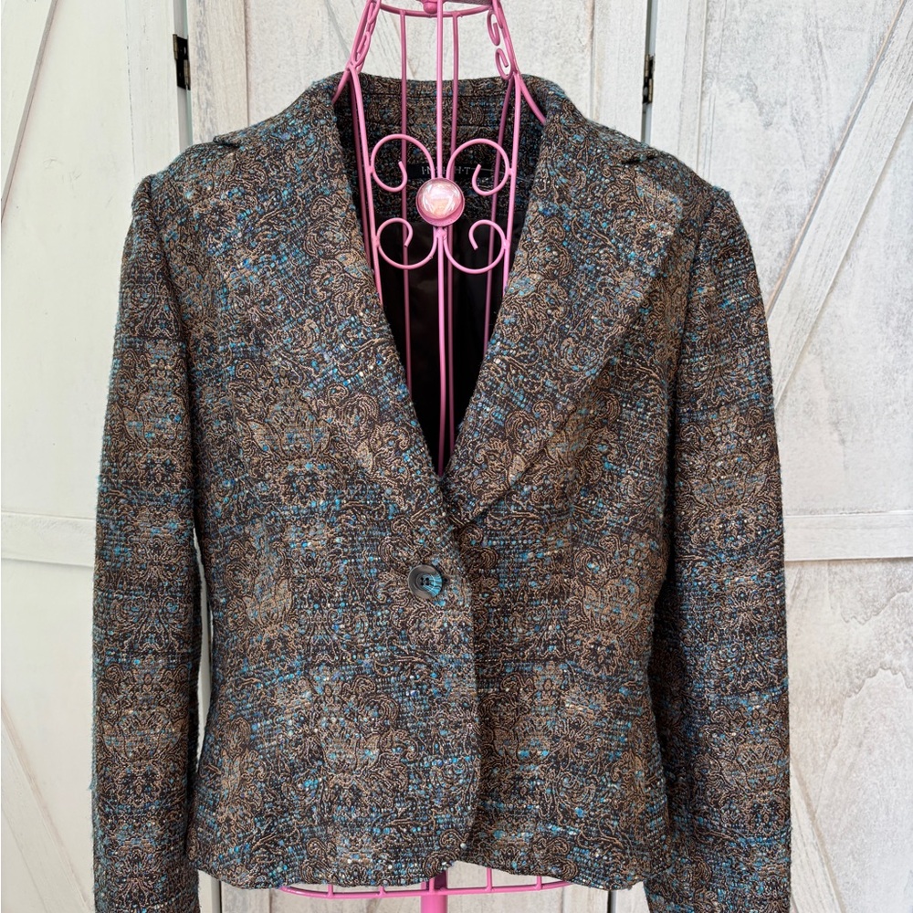 Insight New York Jacquard Blazer Jacket Women’s 10 Metallic Office Workwear